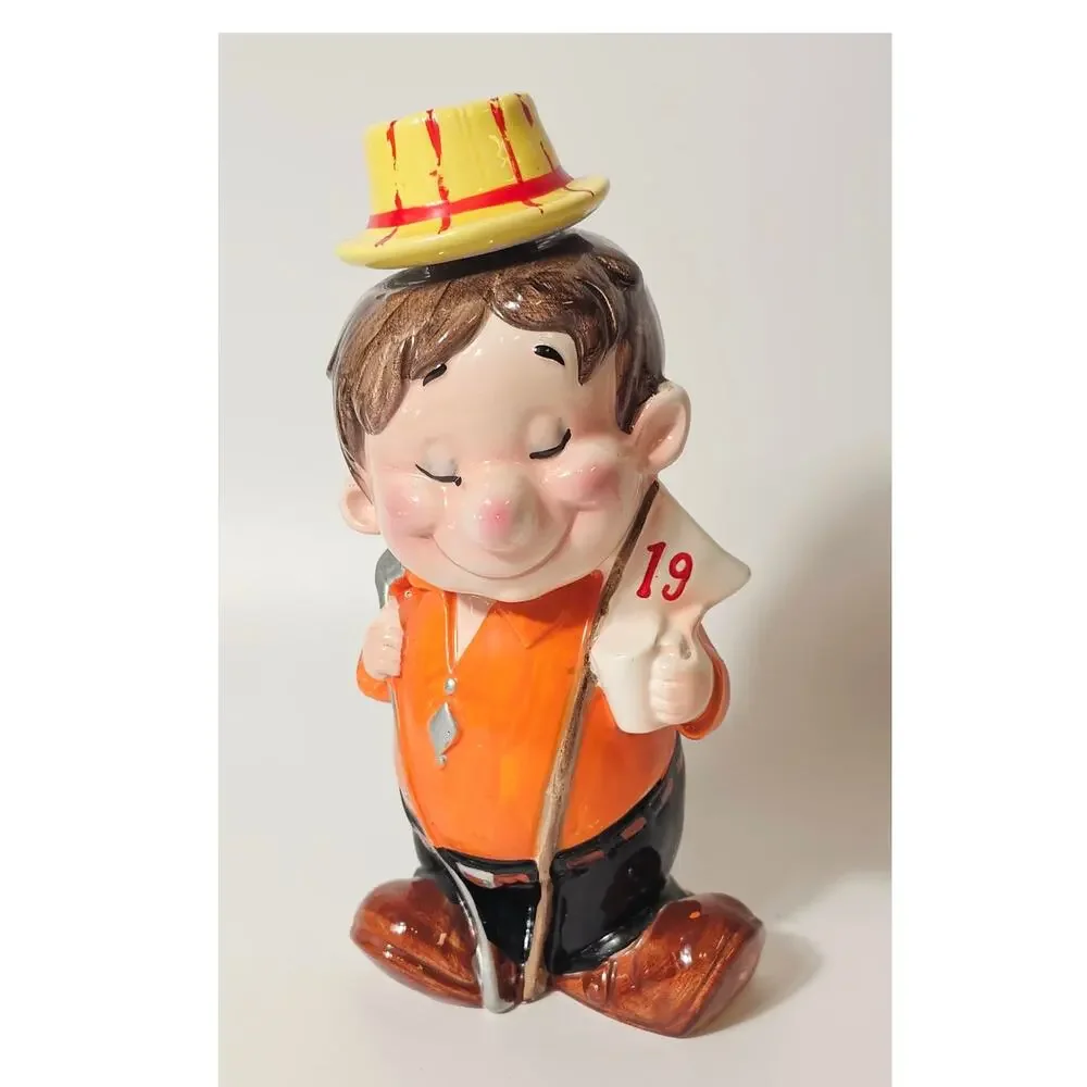Vintage 1960s Ceramic Golfer Man Decanter,